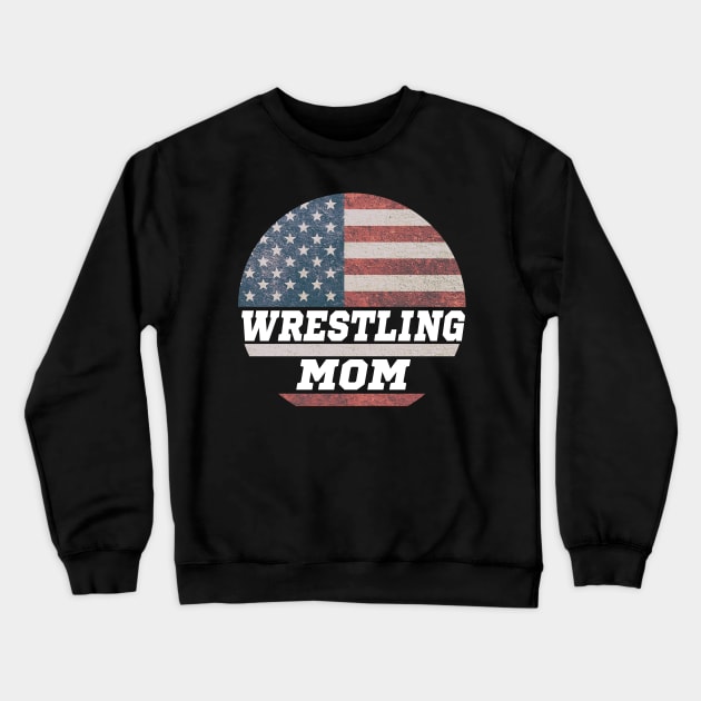 Wrestling Mom USA Flag Crewneck Sweatshirt by outrigger